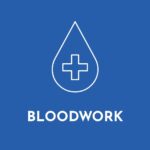 white and blue bloodwork icon