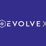 white and blue EvolveX logo