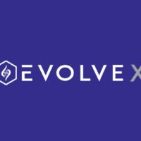 white and blue EvolveX logo
