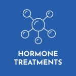 white and blue hormone treatments icon