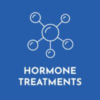 white and blue hormone treatments icon