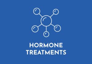 white and blue hormone treatments icon