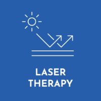white and blue laser therapy icon