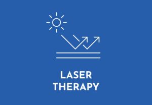 white and blue laser therapy icon