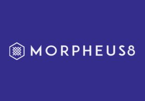 white and blue morpheus8 logo