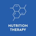 white and blue nutrition therapy icon
