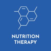 white and blue nutrition therapy icon