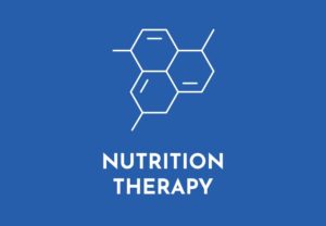 white and blue nutrition therapy icon