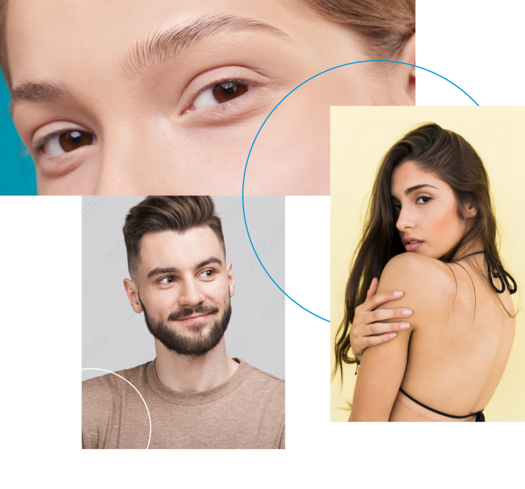 collection of men and women with clear skin