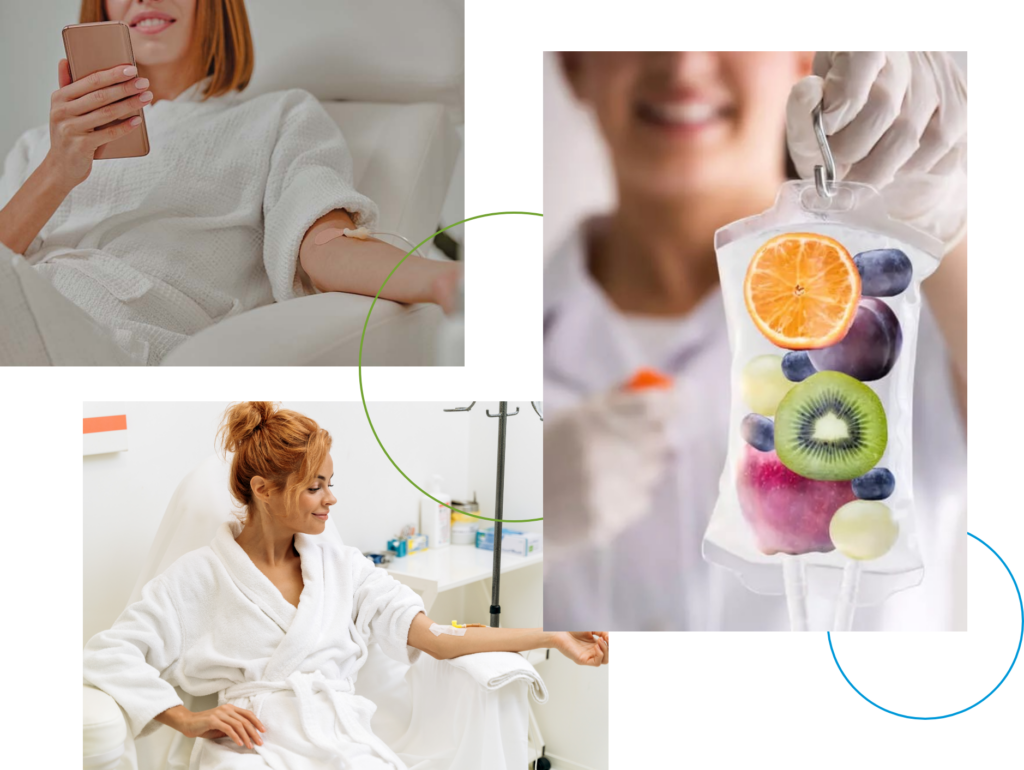 collage of women receiving iv nutritional therapy