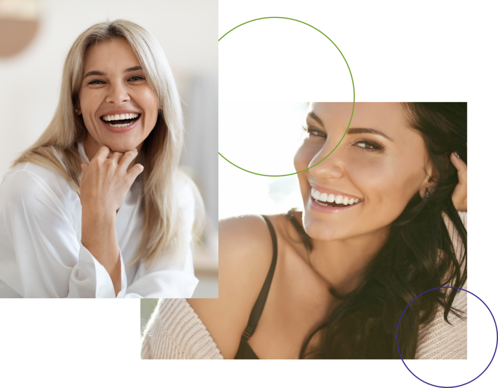 collage of women laughing and smiling