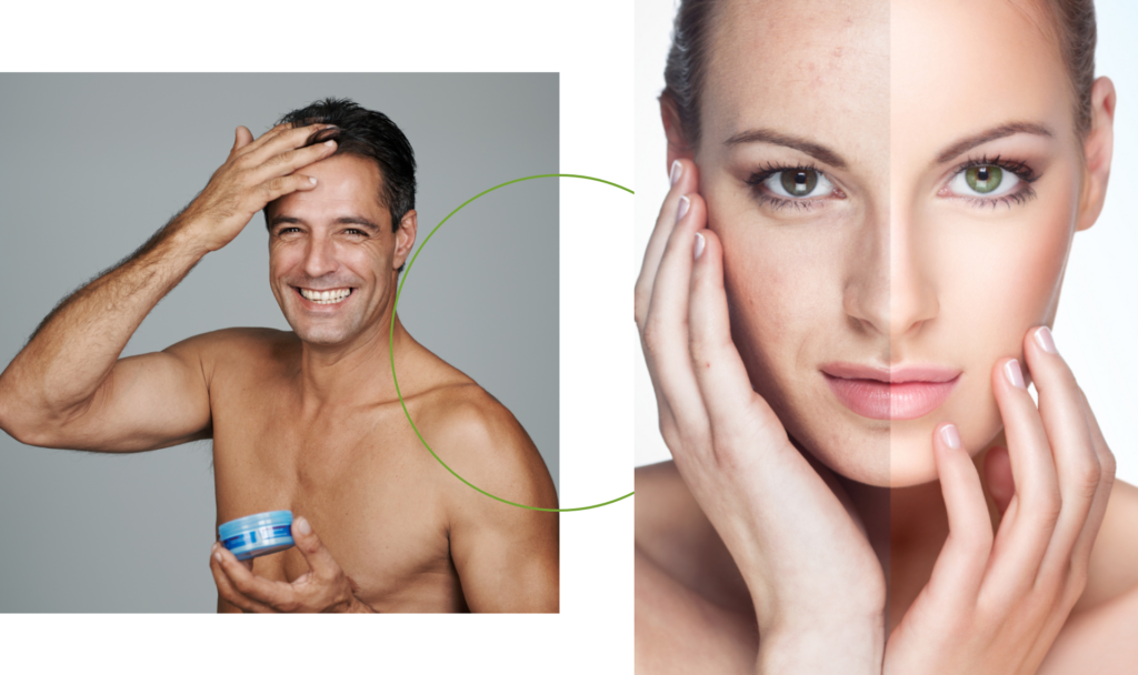 collage of man and woman before planning skincare routines